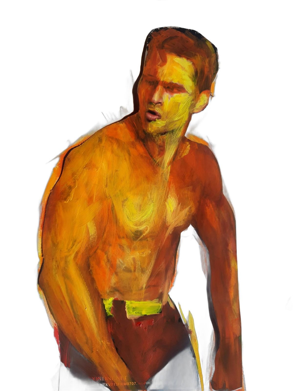 Paper Superman, magazine cutout with oil paint