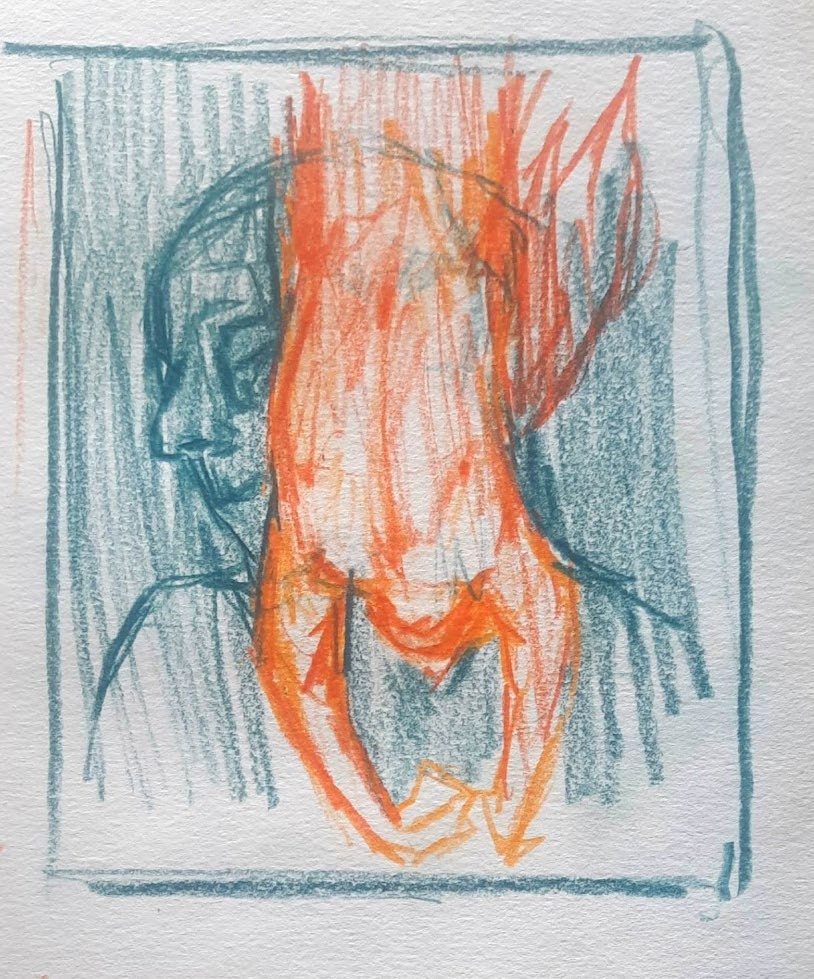 Sketchbook page, coloured pencil