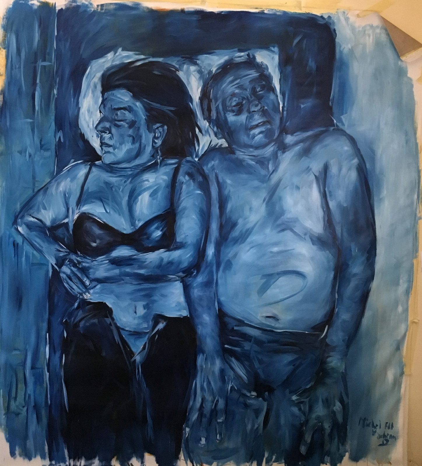 Leila and Jalal No. 4, the couple standing, in blue